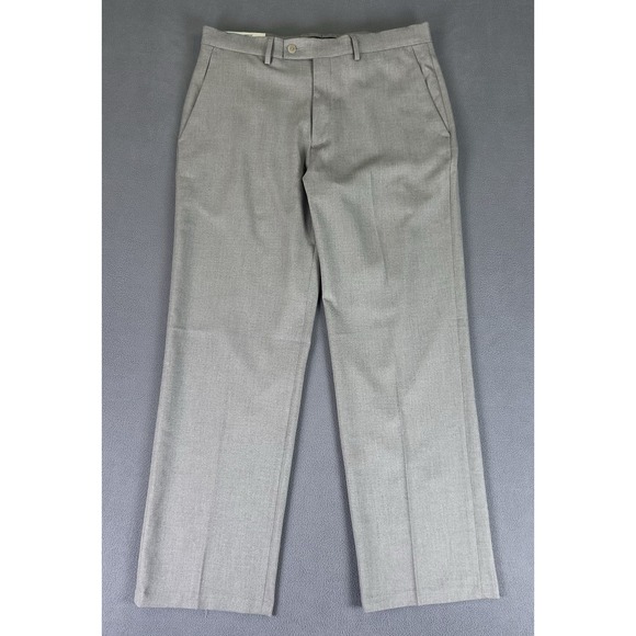 Haggar Pants Slacks Mens 34x30 Grey Oatmeal Expandomatic Wrinkle Free Straight - Picture 1 of 11